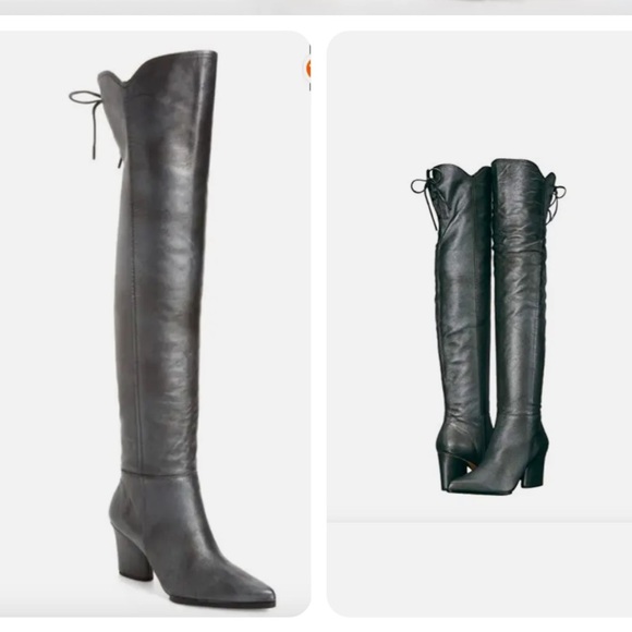 Donald Pliner Leore Pewter Leather Over-the-Knee Boot 6 NEW - Picture 3 of 6